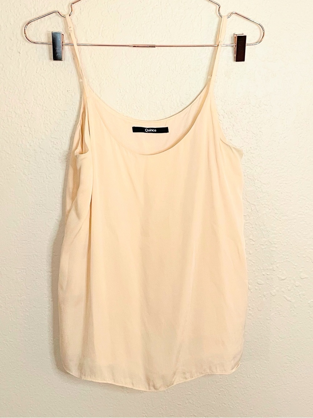 Quince Washable Stretch Silk Scoop Neck Cami Peach Medium